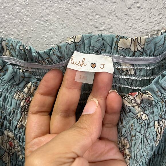 Blush Womens Light Blue Floral Mini Dress with Ruching Size XL - Picture 2 of 7